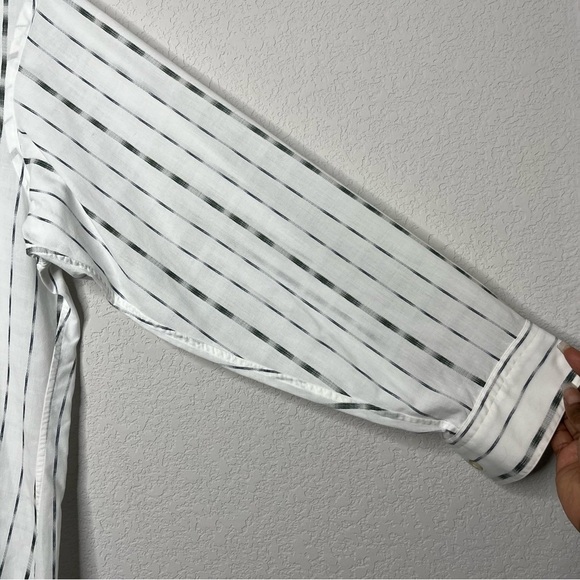 Jhane Barnes Men Dress Shirt 16.5" / 33-34 White Ombre Gray Stripe Large - Picture 3 of 12